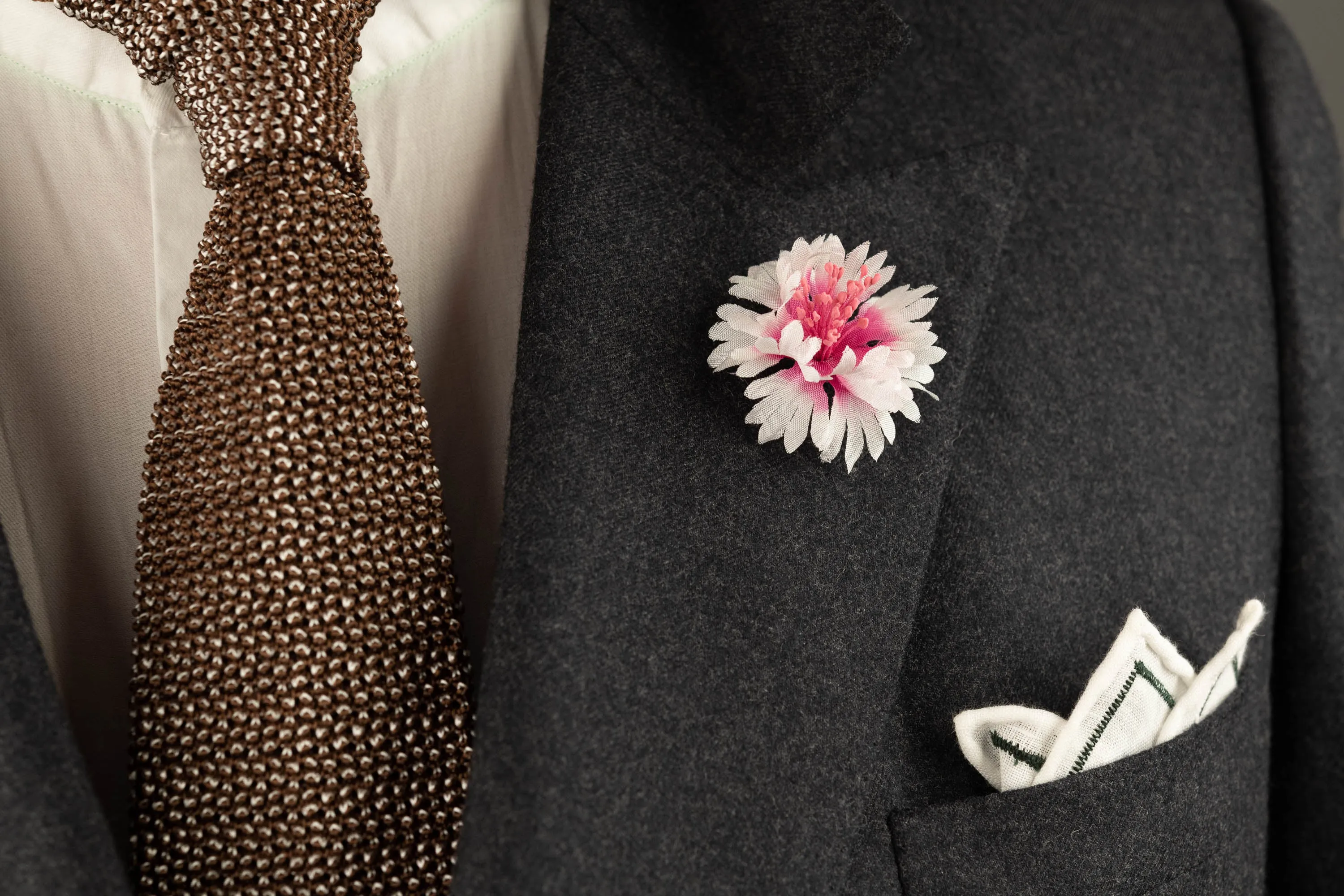 White & Magenta Cornflower Boutonnière Flower