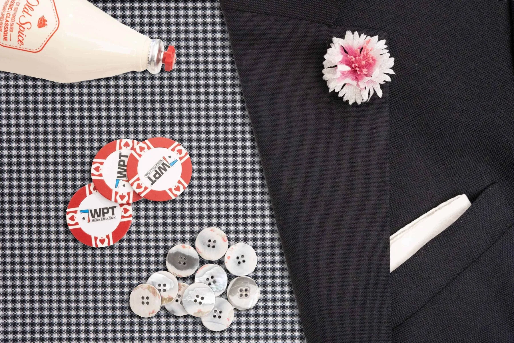 White & Magenta Cornflower Boutonnière Flower