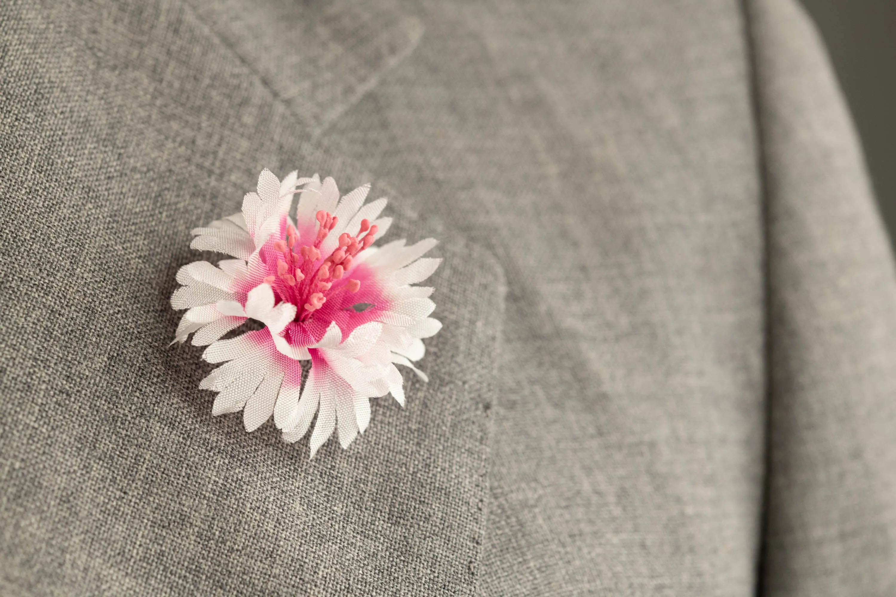 White & Magenta Cornflower Boutonnière Flower