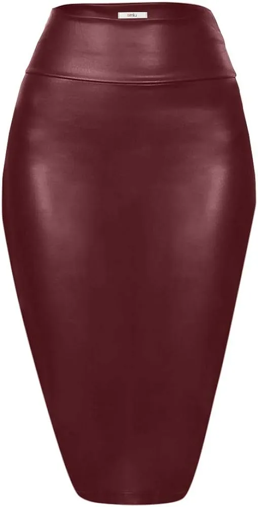 White Faux Leather High Waist Pencil Skirt