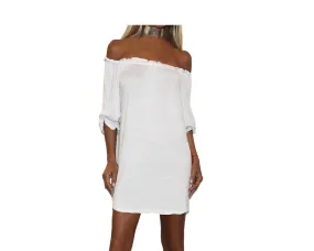 White Off Shoulder Dress - The Ibiza