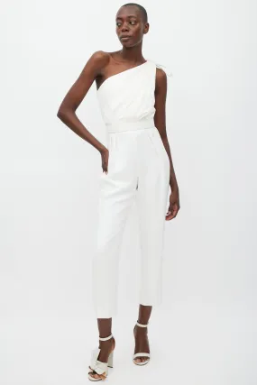 White One Shoulder Belted Jumpsuit