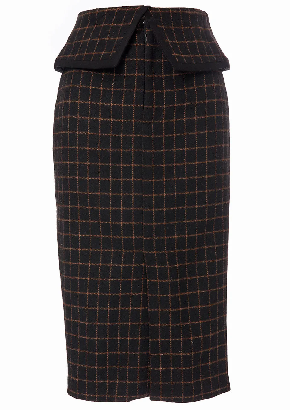 Windowpane pencil skirt