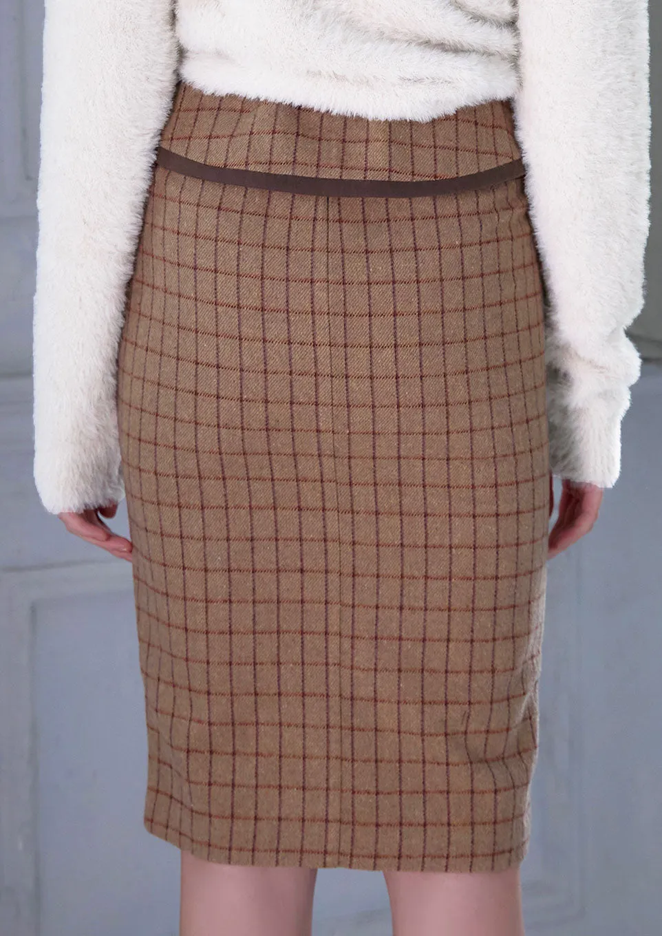 Windowpane pencil skirt