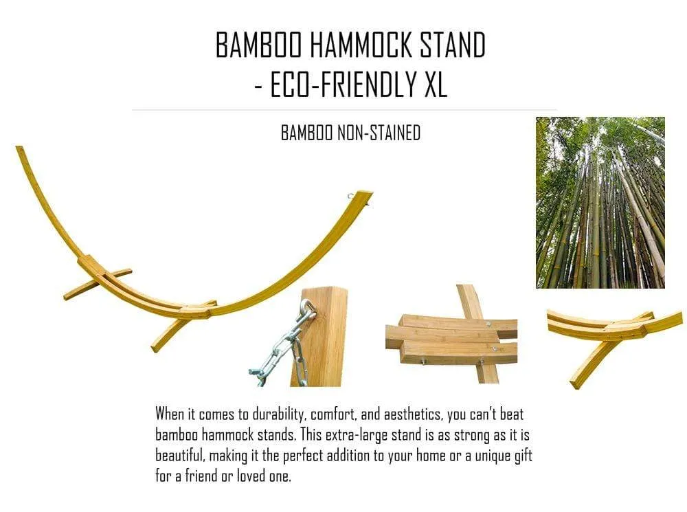 XL Thick Cord Mayan Hammock with Bamboo Stand